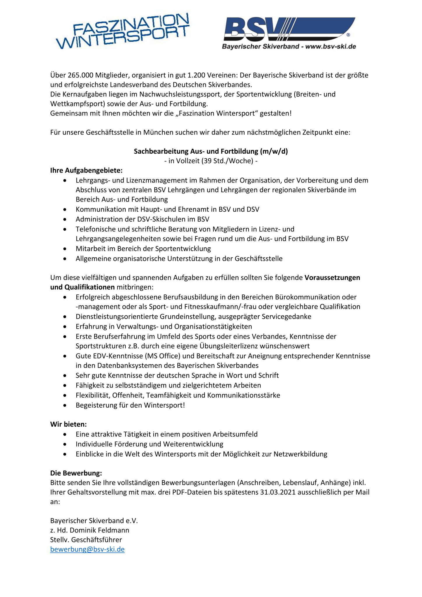 Stellenausschreibung für Sachbearbeitung Aus- und Fortbildung (m/w/d ...